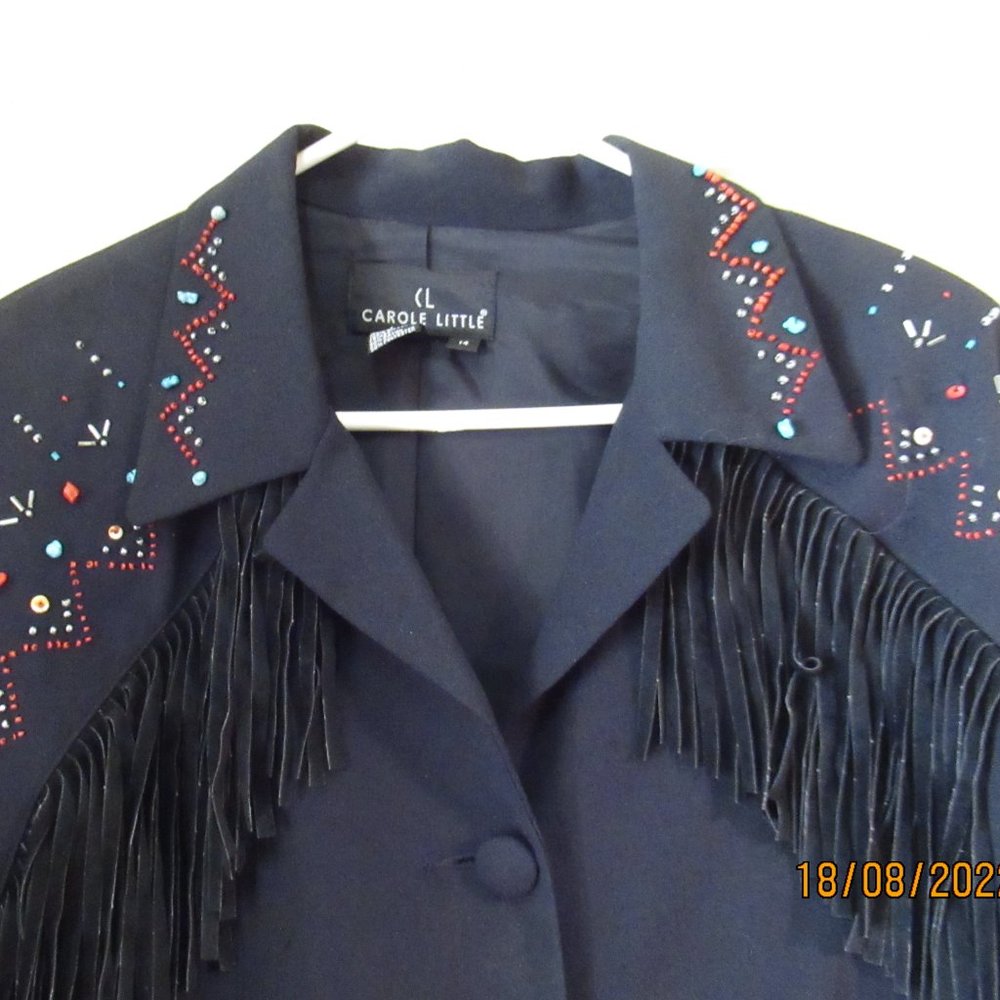 Carole Little Jacket with Fringe and Beading Sz 14 - Picture 2 of 5